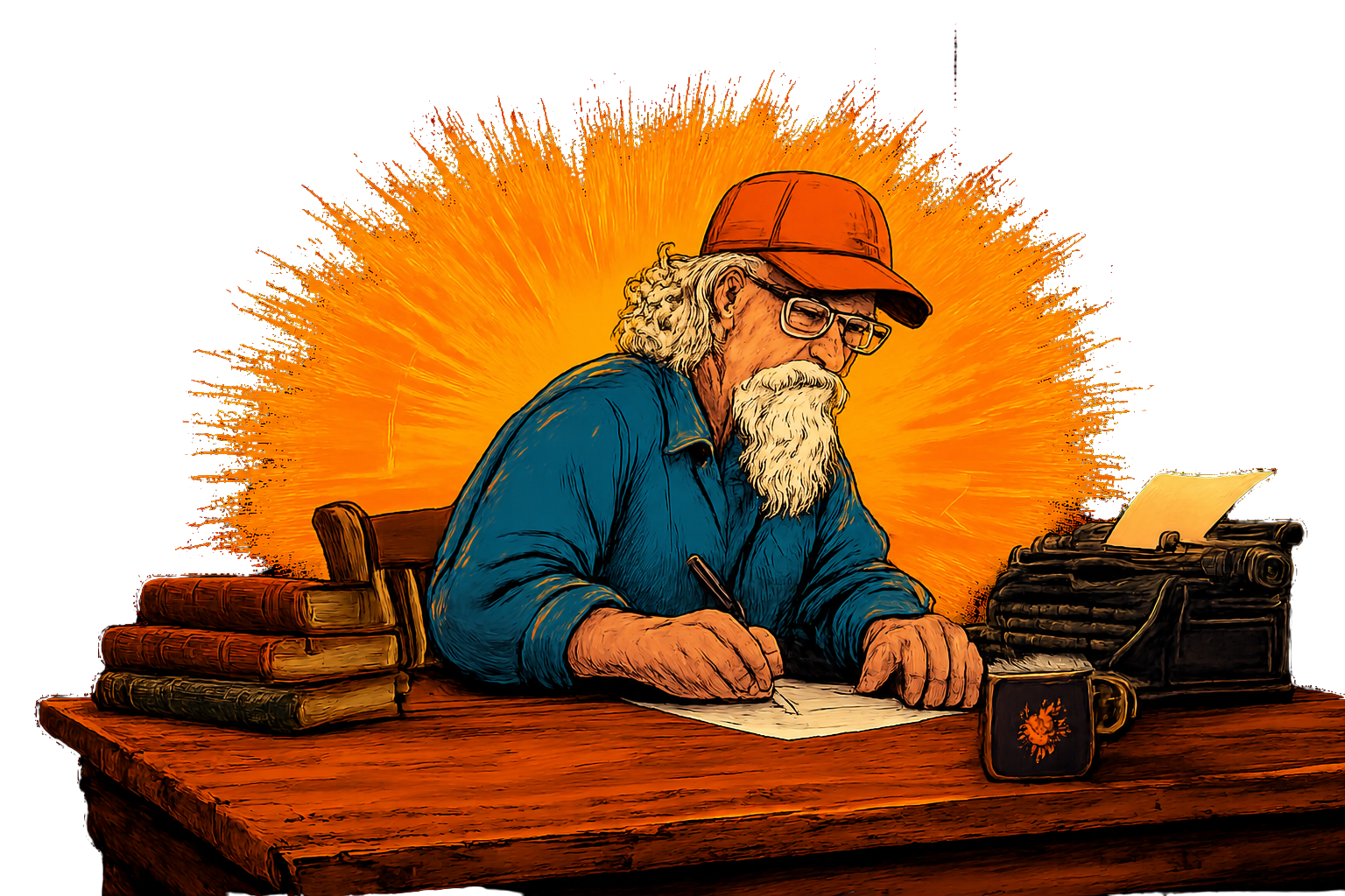 vOz writing at his desk