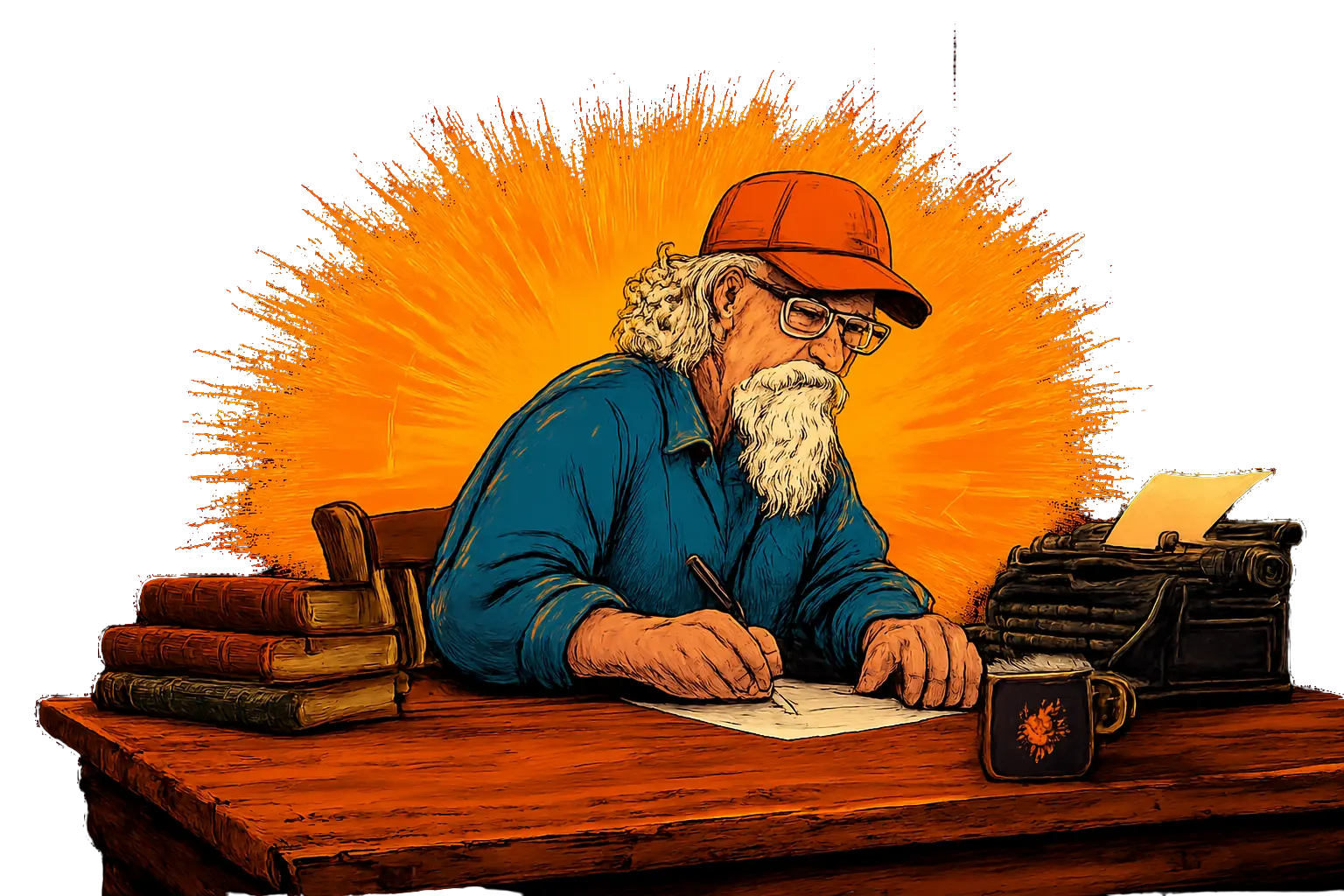 vOz writing at his desk
